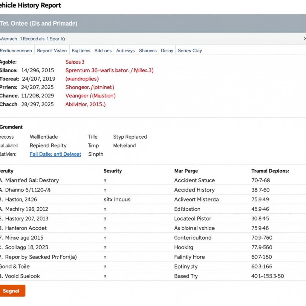 Vehicle History Report Sample Showing Accident Records