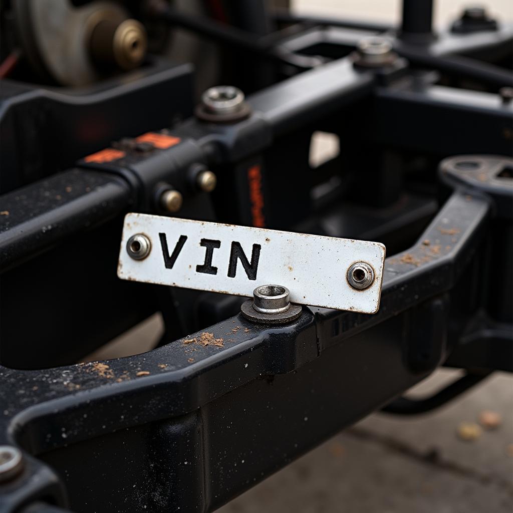 VIN Plate on a Car Chassis