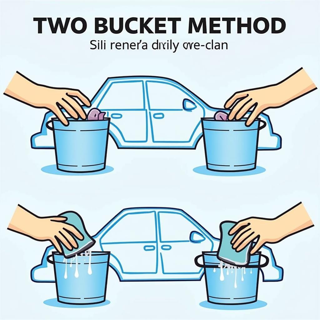 Washing a car using the two-bucket method