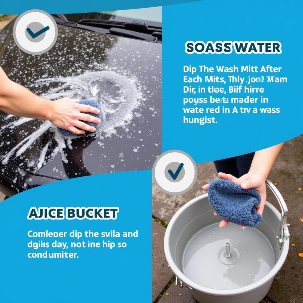 Washing a car using the two-bucket method to prevent scratches