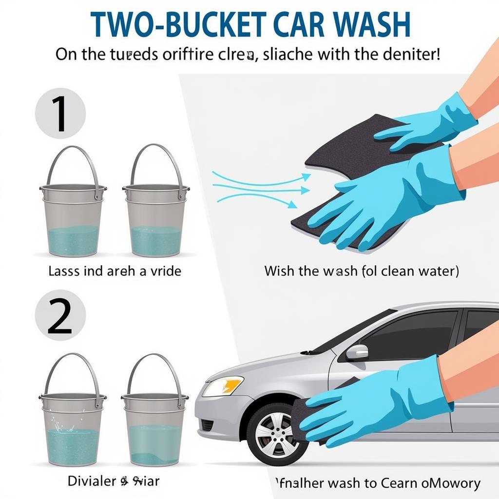 Washing a car with the two-bucket method