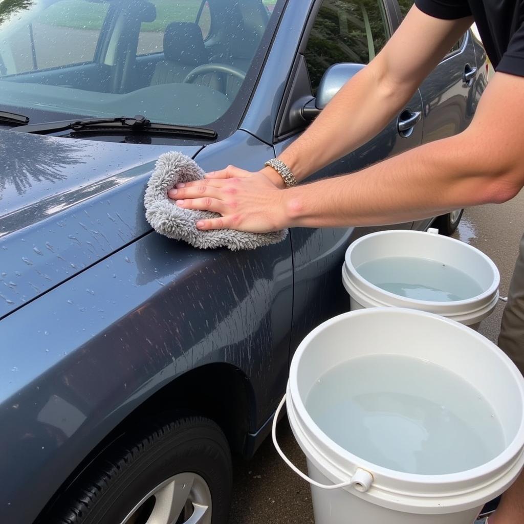 Washing a waxed car