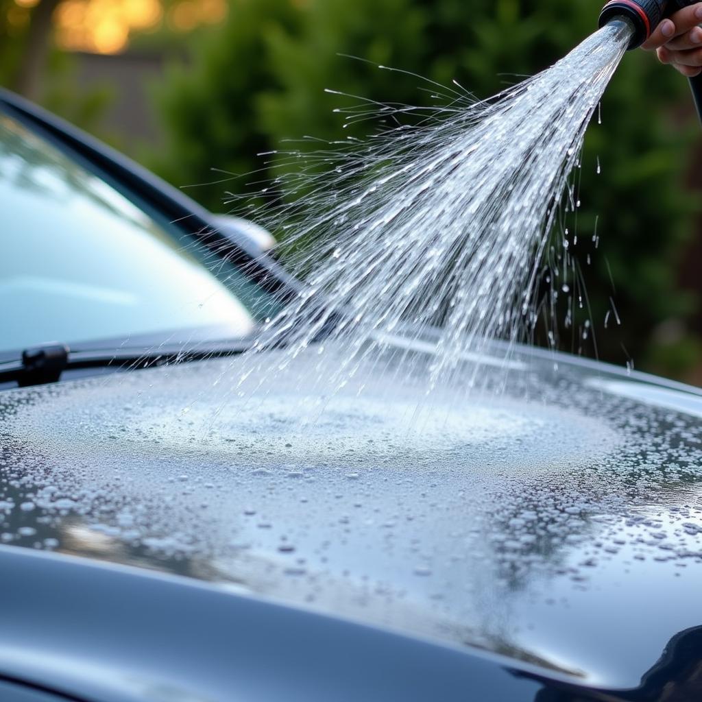 Initial rinse of a car with just water