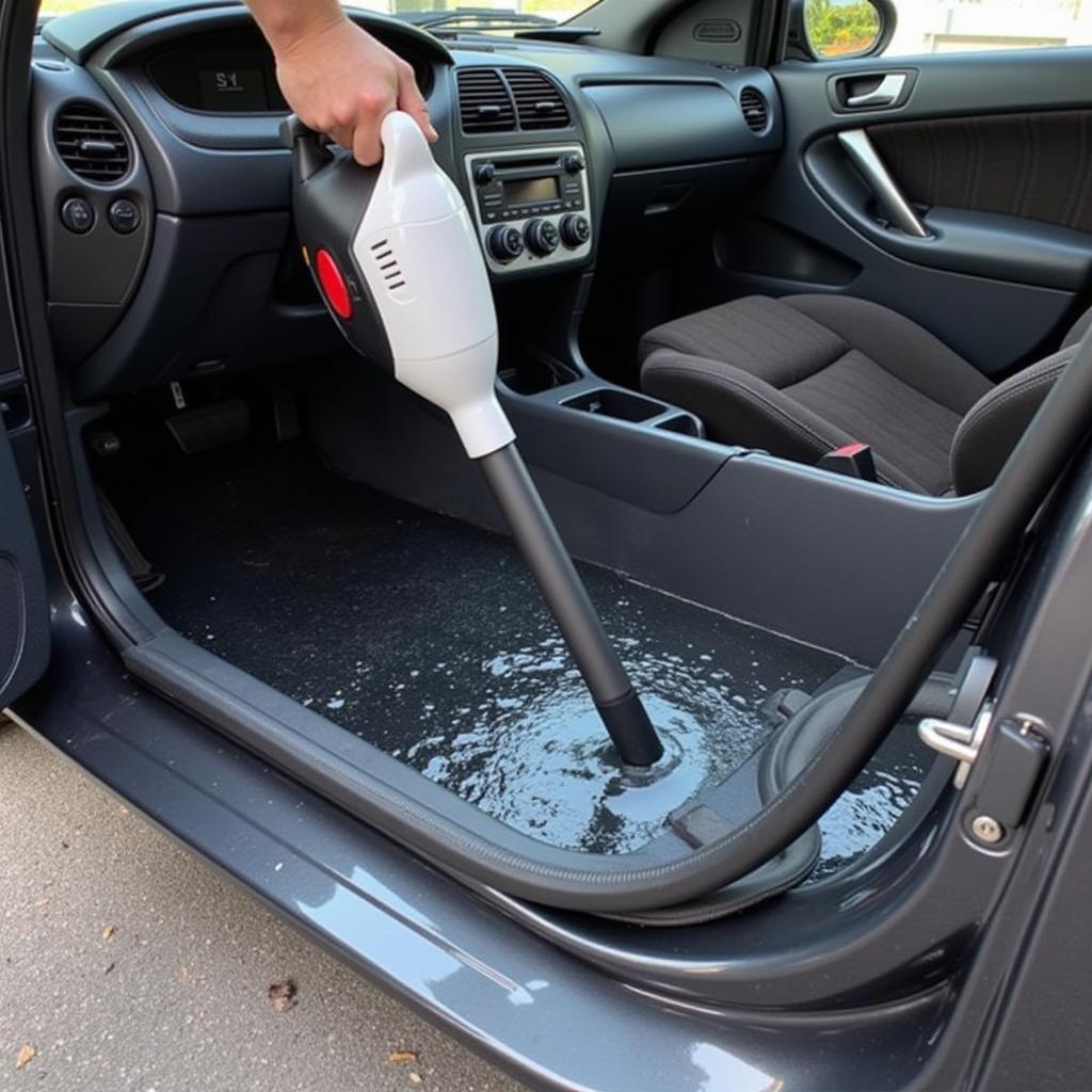 Wet/Dry Car Vacuum Cleaning a Spill