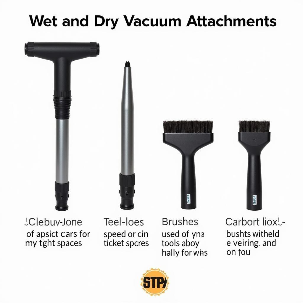 Various Wet and Dry Vacuum Attachments for Car Detailing