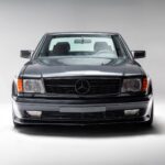 Blue-Black Metallic 1989 Mercedes-Benz 560SEC AMG Widebody Coupe Front Angle