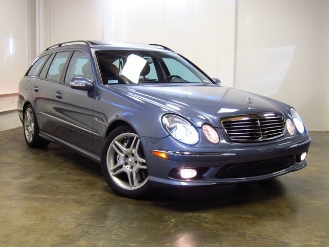 Front view of a silver 2006 Mercedes-Benz E55 AMG wagon