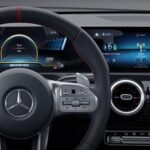 Mercedes-AMG CLA 35 Coupe interior showcasing digital cockpit and MBUX system