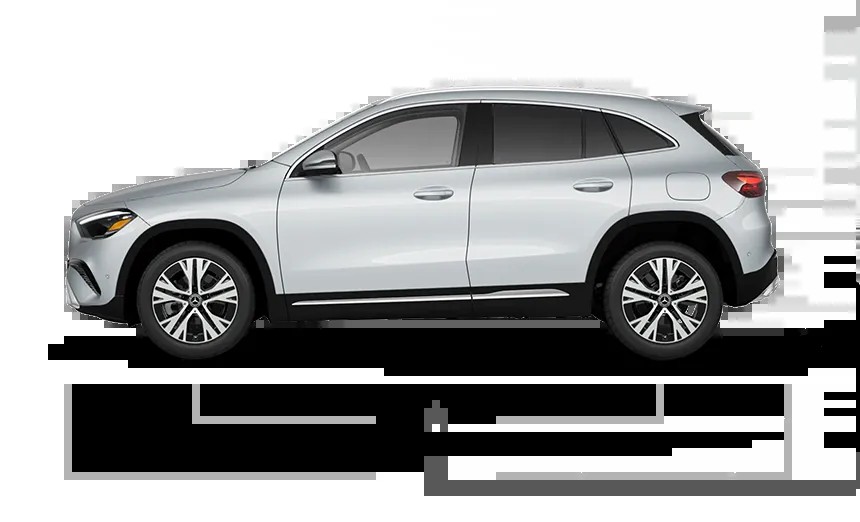 Mercedes GLA SUV side profile showcasing its compact SUV dimensions