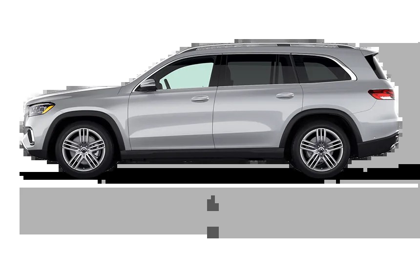 Mercedes GLS 450 side view dimensions showcasing spacious SUV size