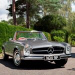 Mercedes-Benz 250 SL Pagoda, a classic convertible sports car from the W113 series, showcasing its timeless design.