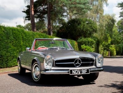 Mercedes-Benz 250 SL Pagoda, a classic convertible sports car from the W113 series, showcasing its timeless design.