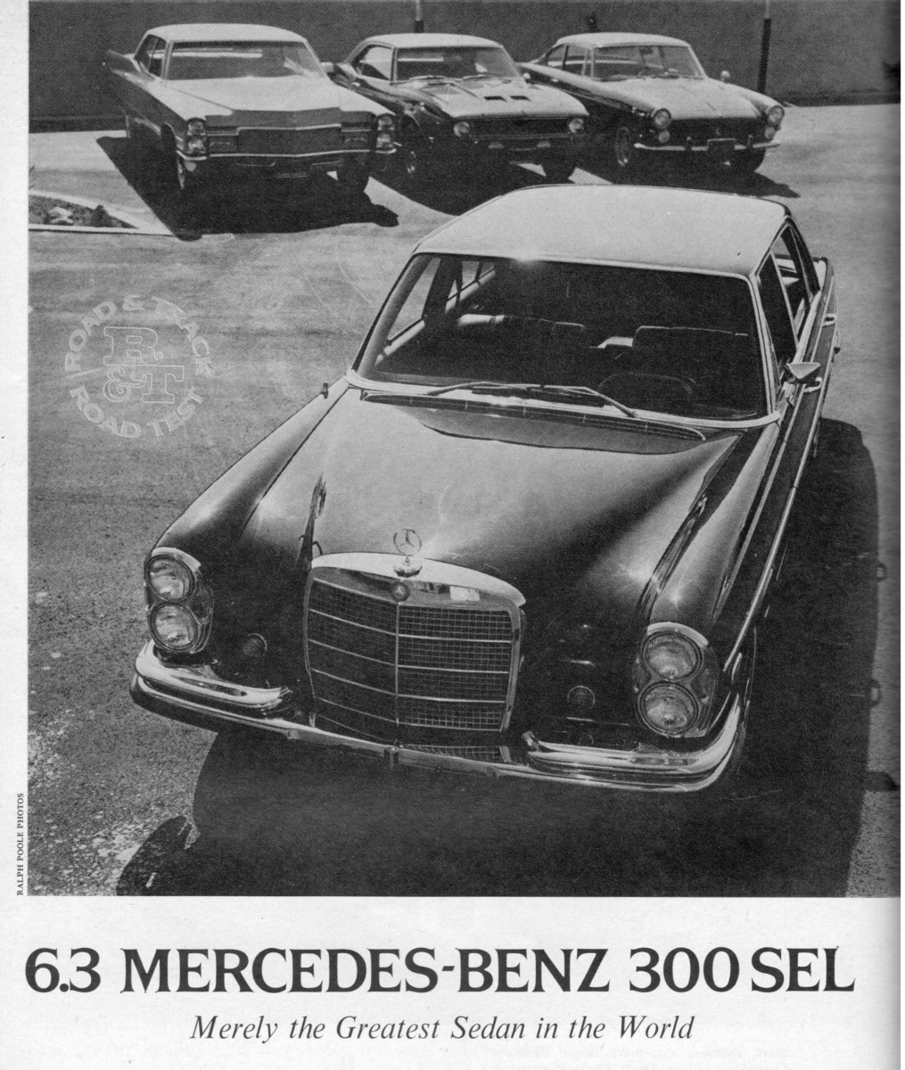 Top view of a classic Mercedes 300 SEL 6.3 showcasing its elegant lines and powerful presence.