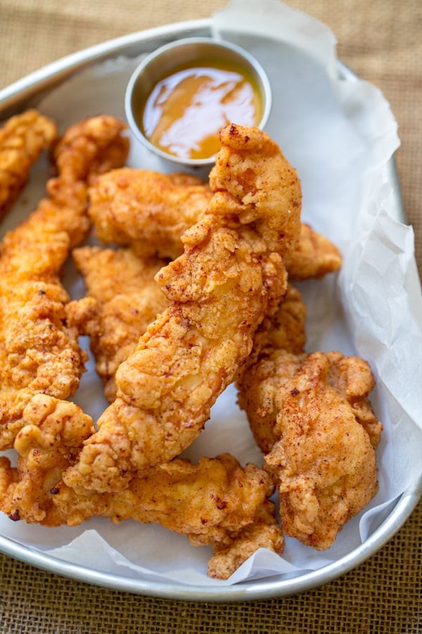 Crispy chicken tenders at West Nest by Westside Works concession stand inside Mercedes-Benz Stadium