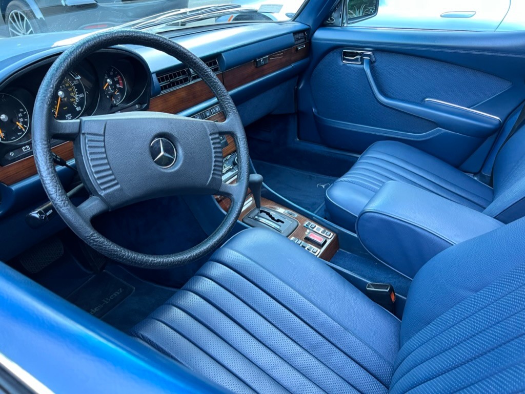 Classic Mercedes-Benz 450 SEL Interior with Steering Wheel and Gauges