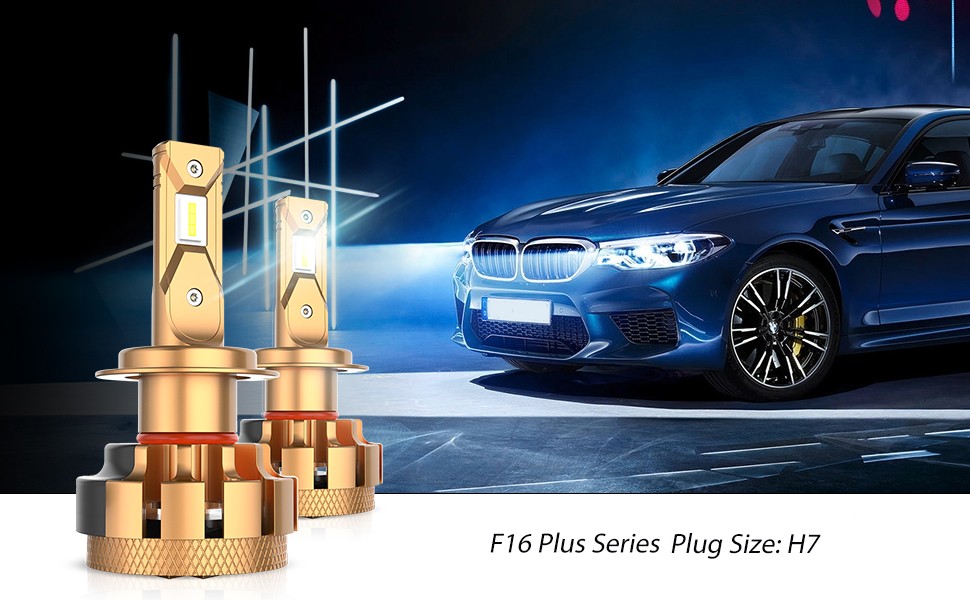 F16-PLUS LED headlight bulbs for high beam application.