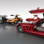 Mercedes-Benz Gullwing Family showcasing iconic door design.