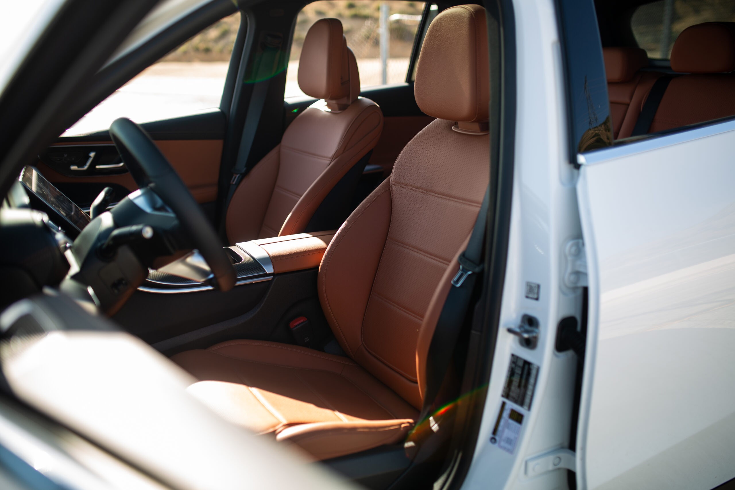 Mercedes GLC 300 interior close-up on the ambient lighting detail highlighting the sophisticated cabin atmosphere