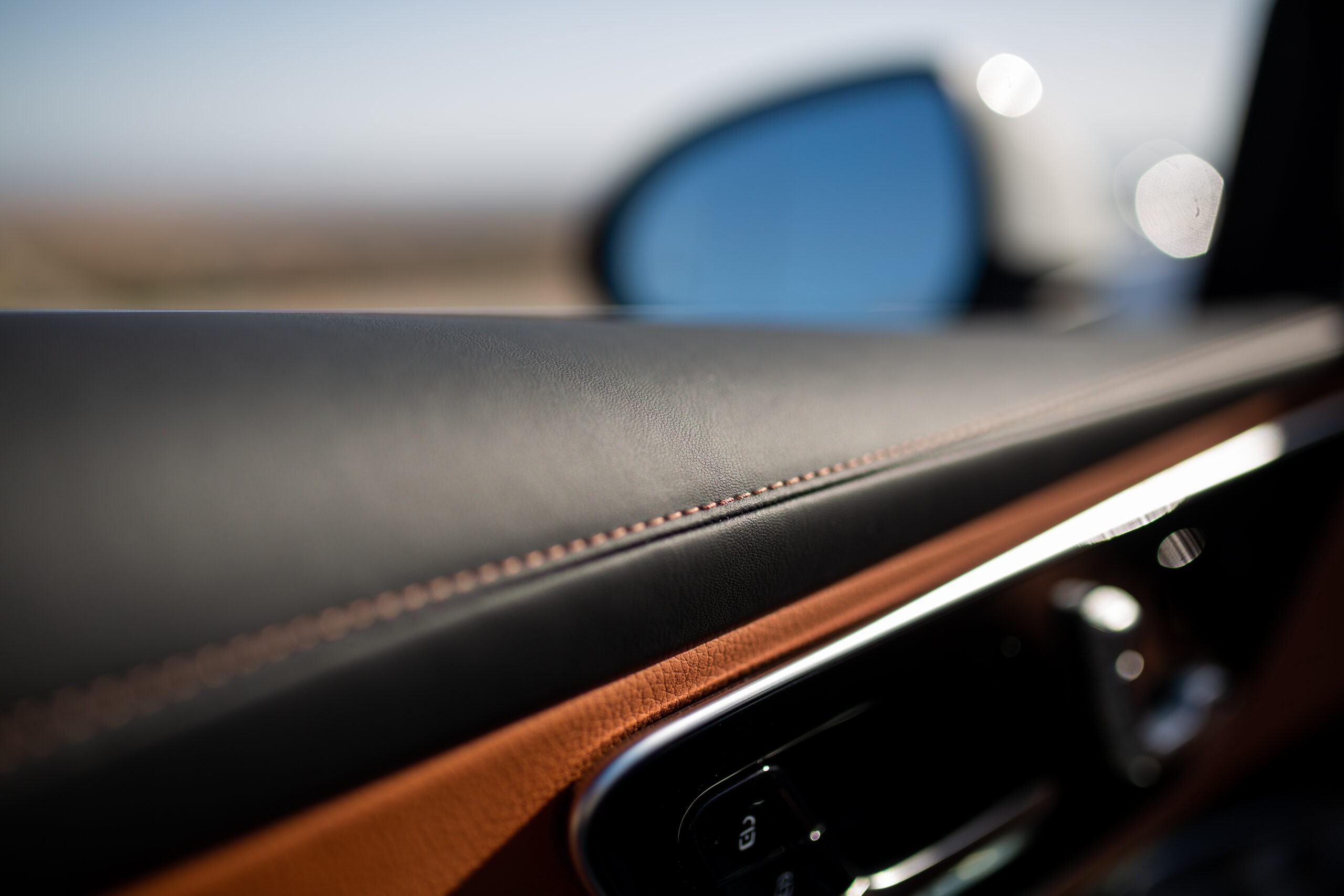 Mercedes GLC 300 close-up of the haptic steering wheel controls highlighting the touch-sensitive technology