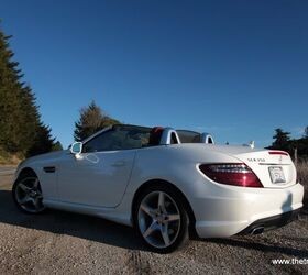 Front three quarter view of the stylish 2012 Mercedes SLK350 convertible showcasing its sporty design.