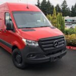 Terrawagen Aero Hood Spoiler on Black Mercedes Sprinter Van Grill - Front View