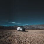 Van parked in a scenic landscape